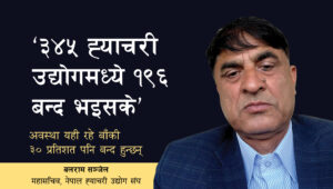 ‘३४५ ह्याचरी उद्योगमध्ये १९६ बन्द भइसके’ अवस्था यही रहे बाँकी ३० प्रतिशत पनि बन्द हुन्छन्