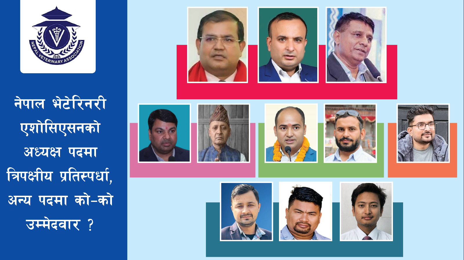 नेपाल भेटेरिनरी एशोसिएसनको अध्यक्ष पदमा त्रिपक्षीय प्रतिस्पर्धा, अन्य पदमा को–को उम्मेदवार?