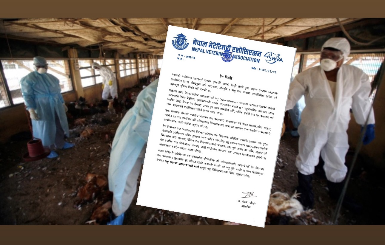 बर्डफ्लु नियन्त्रणमा उच्च सतर्कता अपनाउन नेपाल भेटेरिनरी एशोसियसनको आग्रह