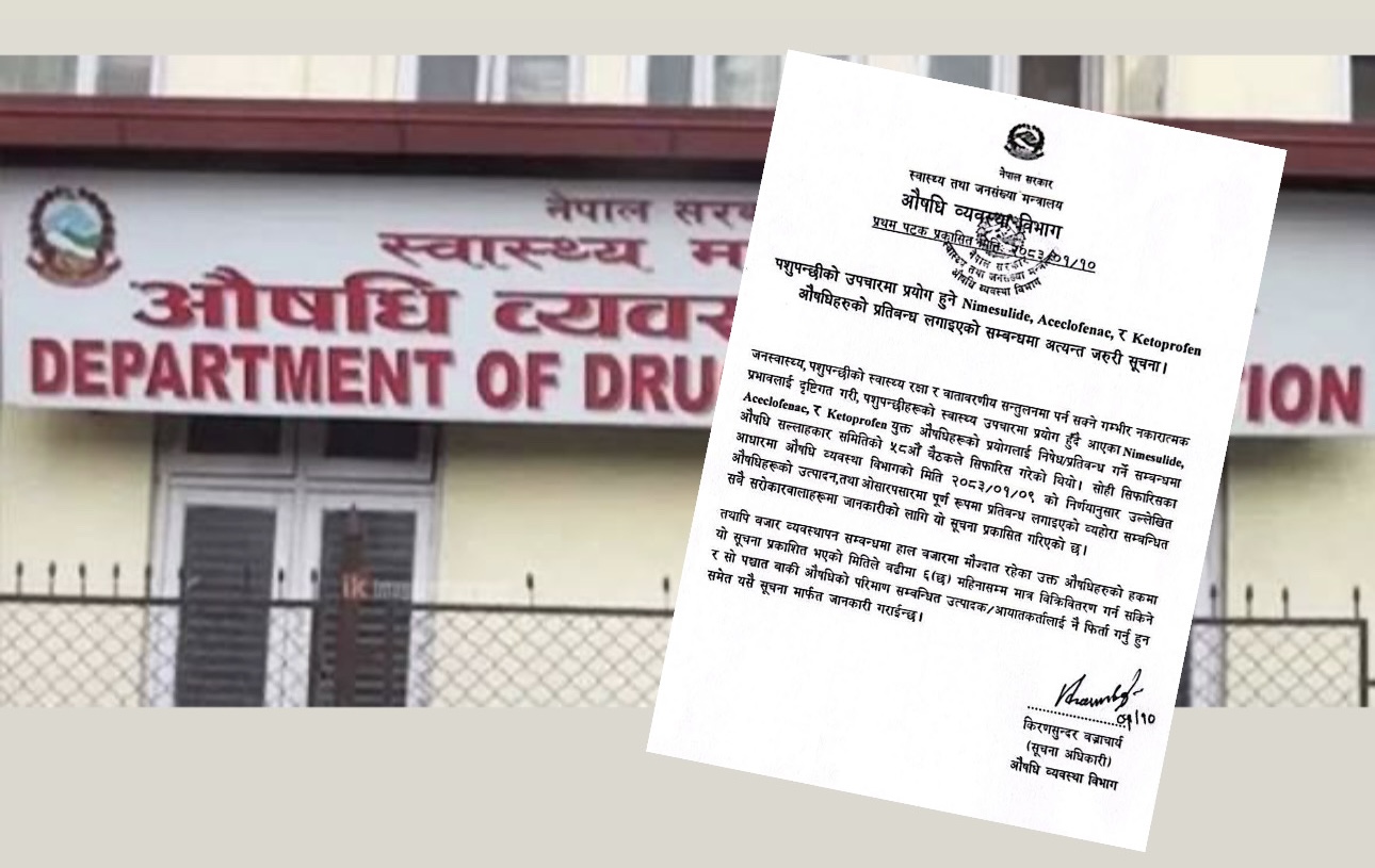 पशु उपचारमा प्रयोग हुने तीन औषधि प्रतिबन्धमा