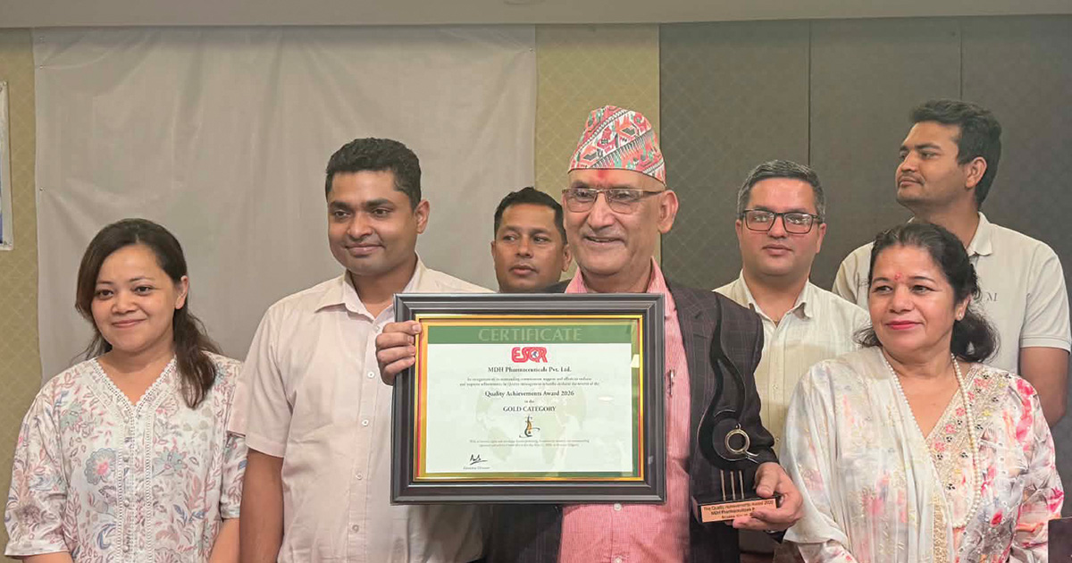 युरोपको ‘क्वालिटी एचिभमेन्ट अवार्ड २०२६’ एमडीएच फर्मास्युटिकल्सलाई